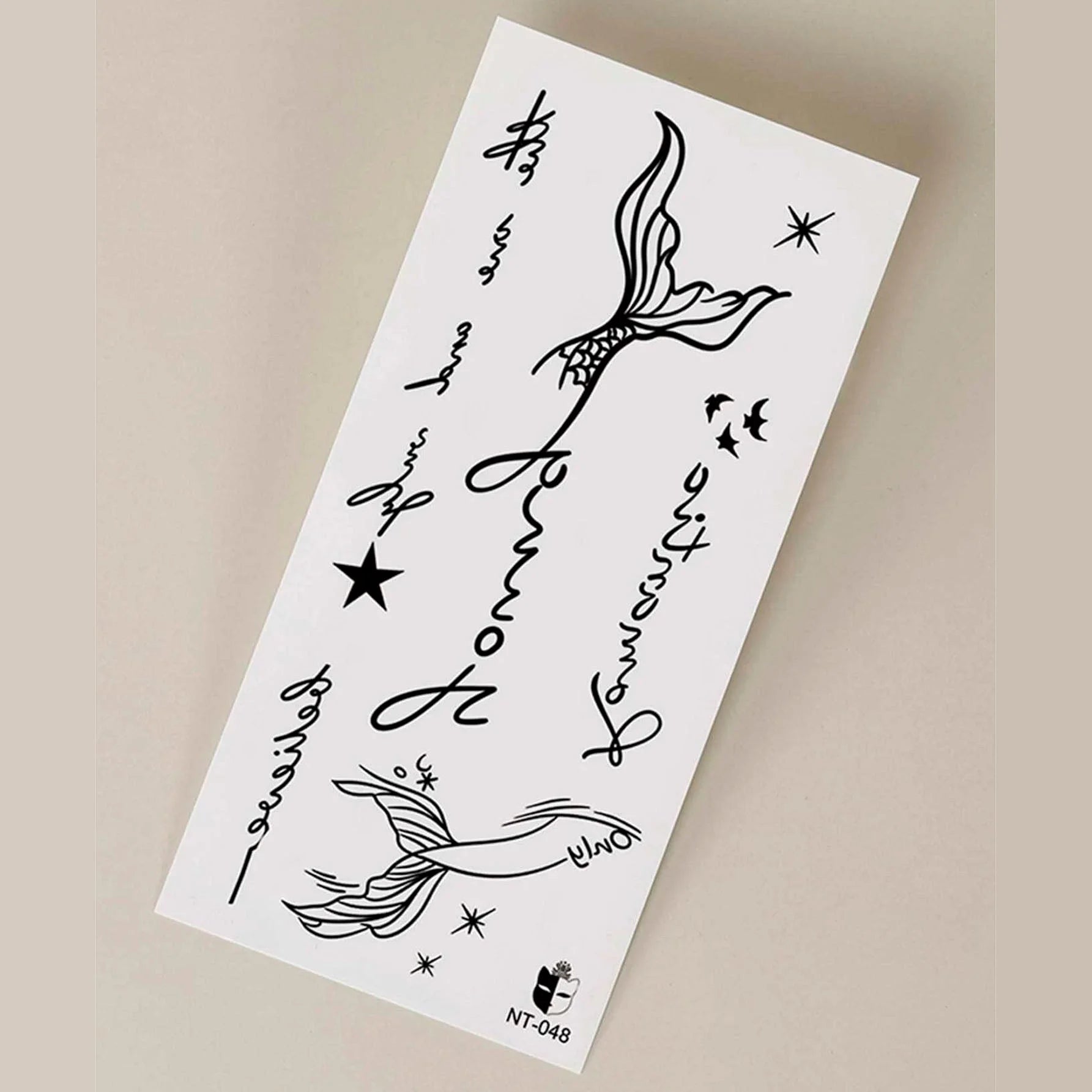 ستيكر لاصق تاتو مؤقت مقاوم للماء ملصق وشم بطباعة أحرف ورقة واحدة تاتو مؤقت لامع للظهر والصدر للنساء والبنات 54494 | تاتوه تاتوه_للجسم وشم | amazingEGP