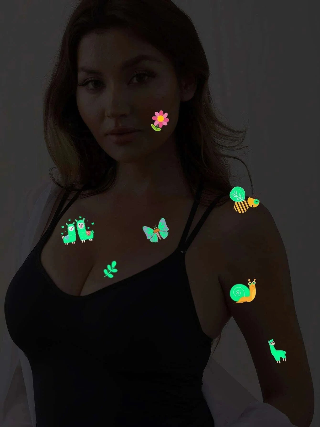 تتوهج في الظلام تاتو نيون مؤقت الاحتفالات الصاخبة تاتو مزيف بالاشعة فوق البنفسجية يضئ فى الظلام لمستلزمات الحفلات للنساء والاطفال نمط النحل | تاتوة مضيئ تاتوه تاتوه_للجسم ملصق وشم وشم وشم مضيئ | amazingEGP