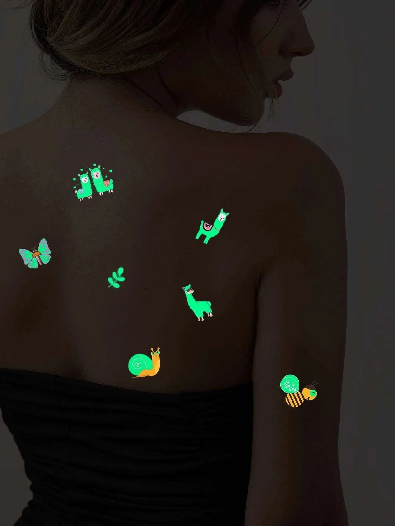 تتوهج في الظلام تاتو نيون مؤقت الاحتفالات الصاخبة تاتو مزيف بالاشعة فوق البنفسجية يضئ فى الظلام لمستلزمات الحفلات للنساء والاطفال نمط النحل | تاتوة مضيئ تاتوه تاتوه_للجسم ملصق وشم وشم وشم مضيئ | amazingEGP