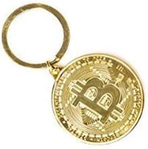 سلسلة مفاتيح بيتكوين مطلية بالذهب للعملة التذكارية لهواة جمع الأشياء