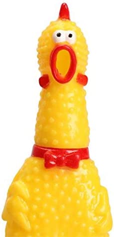 دمية مطاطية كبيرة مضحكة لدجاجة صفراء تصيح - لعبة استرخاء مضحكة صالحة للعض لدجاجة تزقزق تصلح للاطفال والحيوانات الاليفة والكلاب