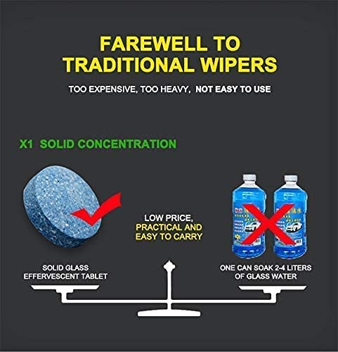 اقراص لتنظيف زجاج مقدمة السيارة، القرص الواحد يعادل 4 لتر من منظف السيارة التقليدي، اكسسوارات تلميع صلبة لتنظيف النوافذ بدقة (5 اقراص)