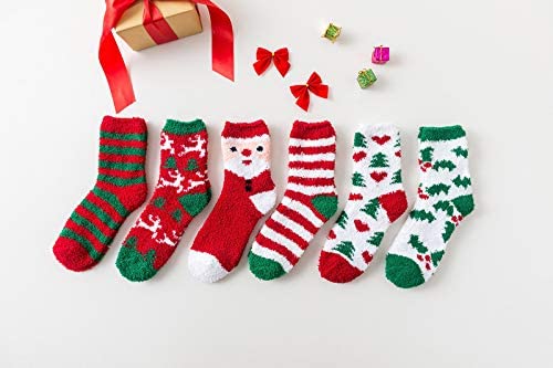 جوارب عيد الميلاد السميكة الدافئة Christmas Socks جوارب صوف شتوية للنوم المنزلي منفوشة جوارب سرير