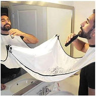 مريلة قماش حرير مقاومة للماء لالتقاط شعر اللحية اثناء الحلاقة للرجال للحفاظ على نظافة المنزل والحمام - ابيض