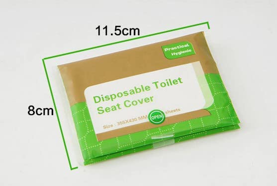 غطاء مقعد مرحاض للاستعمال مرة واحدة، مجموعة من 10 قطع في العبوة تتضمن ورق مرحاض للسفر والتخييم والحمام