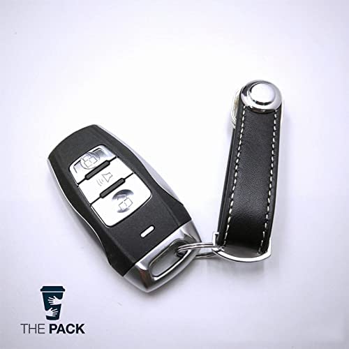 منظم مفاتيح جيب سمارت من الجلد مزود بحلقة مناسب لمفاتيح السيارة والمحفظة والمفاتيح التي تستخدمها يوميا من ذا باك، مقاس 2 ملم × 8.5 ملم - أسود