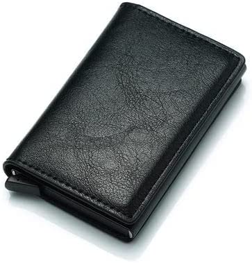 محفظة رفيعة بتصميم ذكي صغير مع حامل كروت من الجلد للرجال بحماية rfid  - اسود