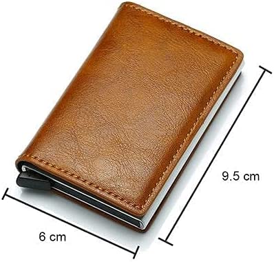 حامل كروت من الجلد والياف الكربون للرجال ، محفظة رفيعة بتصميم ذكي صغير - مناسبة كهدية