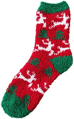 جوارب عيد الميلاد السميكة الدافئة Christmas Socks جوارب صوف شتوية للنوم المنزلي منفوشة جوارب سرير