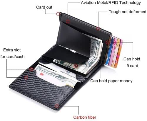 محفظة رفيعة بتصميم ذكي صغير مع حامل كروت من الجلد للرجال بحماية rfid  - اسود