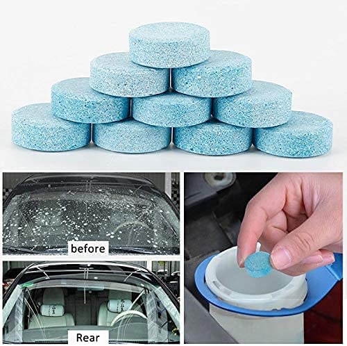 اقراص لتنظيف زجاج مقدمة السيارة، القرص الواحد يعادل 4 لتر من منظف السيارة التقليدي، اكسسوارات تلميع صلبة لتنظيف النوافذ بدقة (5 اقراص)