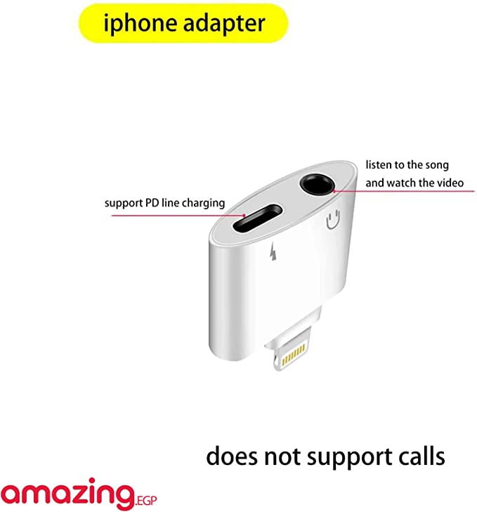 محول جاك لسماعات الرأس لموبايل ايفون، تصميم 4 في 1، محول كابل دونجل AUX للسماعات متوافق مع ايفون 13/12/11/XS ماكس/ XS/ XR/ 7 يدعم جميع انظمة iOS