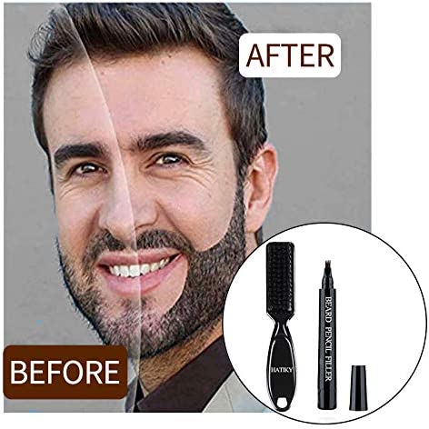 قلم حشو اللحية  للرجال - مقاوم للماء والعرق ، يدوم طويلاً - قلم اللحية مع فرشاة صغيره يخلق لحية وشارب وحواجب ذات مظهر طبيعي