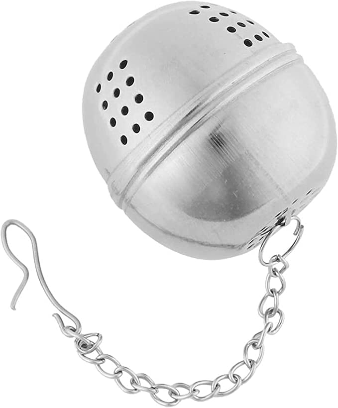 مصفاة شاي كروية الشكل، فلتر شبكي، مصفاة لابريق الشاي من الستانلس ستيل بلون فضي، فلتر شاي، ادوات المطبخ والمنزل، قطعة واحدة (4.5 سم)