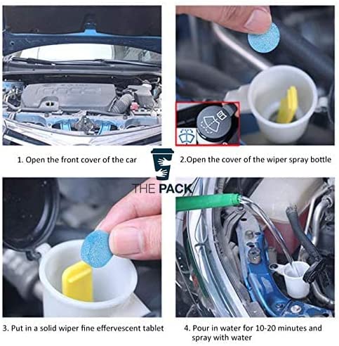 اقراص لتنظيف زجاج مقدمة السيارة، القرص الواحد يعادل 4 لتر من منظف السيارة التقليدي، اكسسوارات تلميع صلبة لتنظيف النوافذ بدقة (5 اقراص)
