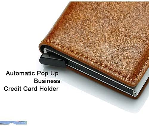 حامل كروت من الجلد والياف الكربون للرجال ، محفظة رفيعة بتصميم ذكي صغير - مناسبة كهدية