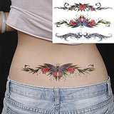 ملصق تاتو مؤقت مضاد للماء فراشة زهرة الجناح تاتو فلاش تاتو مؤقت الصدر الخلفي للنساء والفتيات (TH592)