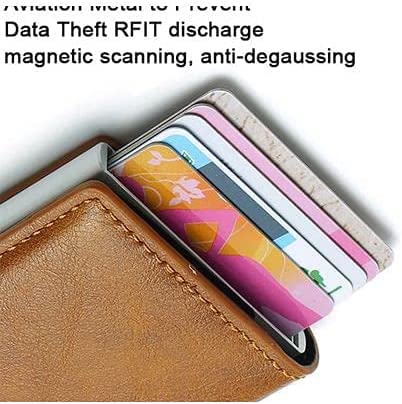 حامل كروت من الجلد والياف الكربون للرجال ، محفظة رفيعة بتصميم ذكي صغير - مناسبة كهدية
