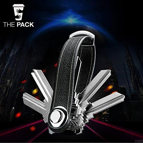 منظم مفاتيح جيب سمارت من الجلد مزود بحلقة مناسب لمفاتيح السيارة والمحفظة والمفاتيح التي تستخدمها يوميا من ذا باك، مقاس 2 ملم × 8.5 ملم - أسود