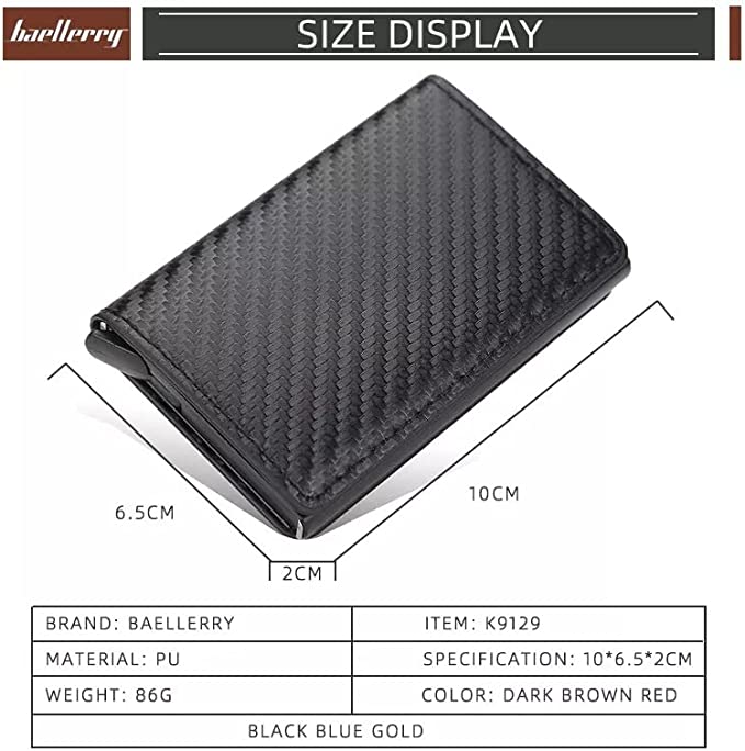 محفظة رفيعة من الياف الكربون بتصميم ذكي صغير مع حامل كروت للرجال بحماية rfid  - مناسبة كهدية