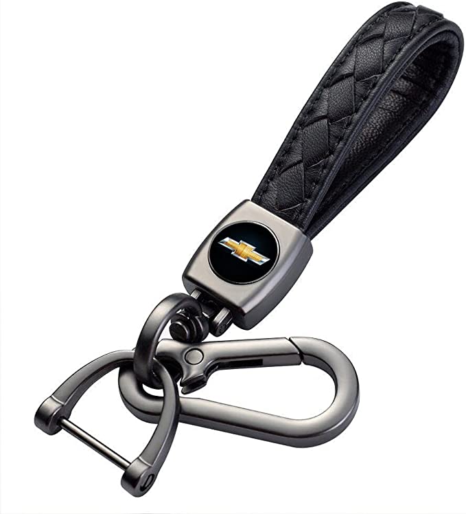 سلسلة مفاتيح للنساء والرجال من الجلد بلوجو سيارة مناسبةميدالية مفاتيح معدنية مزينة بشعار سيارة مناسبة كهدية (شيفروليه)