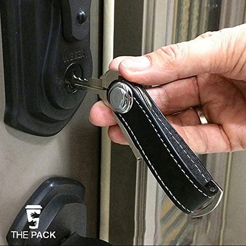 منظم مفاتيح جيب سمارت من الجلد مزود بحلقة مناسب لمفاتيح السيارة والمحفظة والمفاتيح التي تستخدمها يوميا من ذا باك، مقاس 2 ملم × 8.5 ملم - أسود