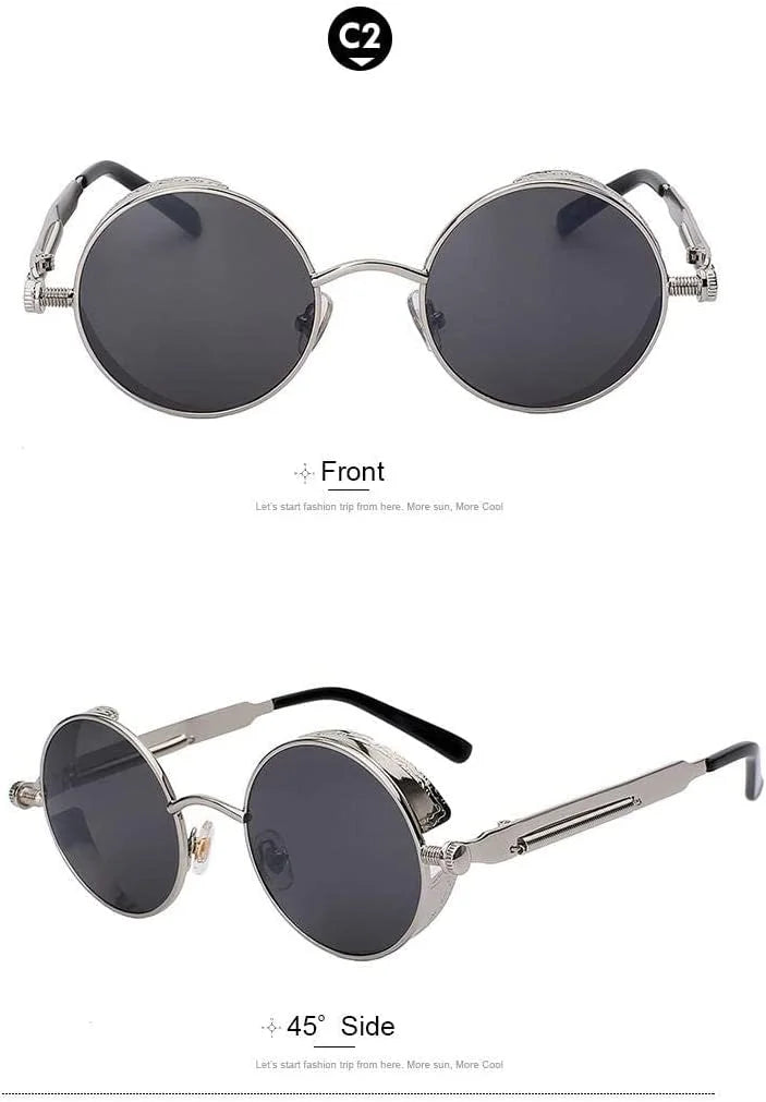 نظارات شمسية معدنية دائرية للرجال والنساء نظارات عصرية بتصميم كلاسيكي نظارات - رمادي | معدن نظارات نظارة نظارة دائرية نظارة_حفلات نظارة_شمسية | amazingEGP