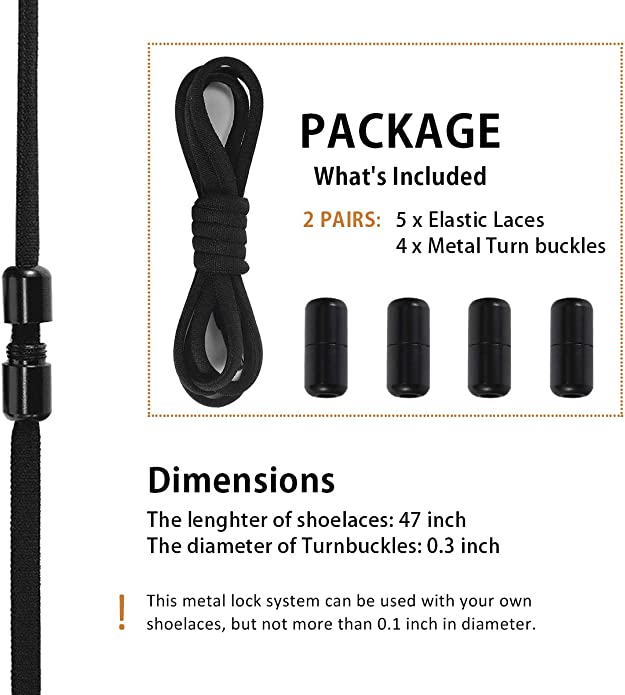 رباط حذاء باستك مرن مع قفل حلزوني قطعتين - اسود