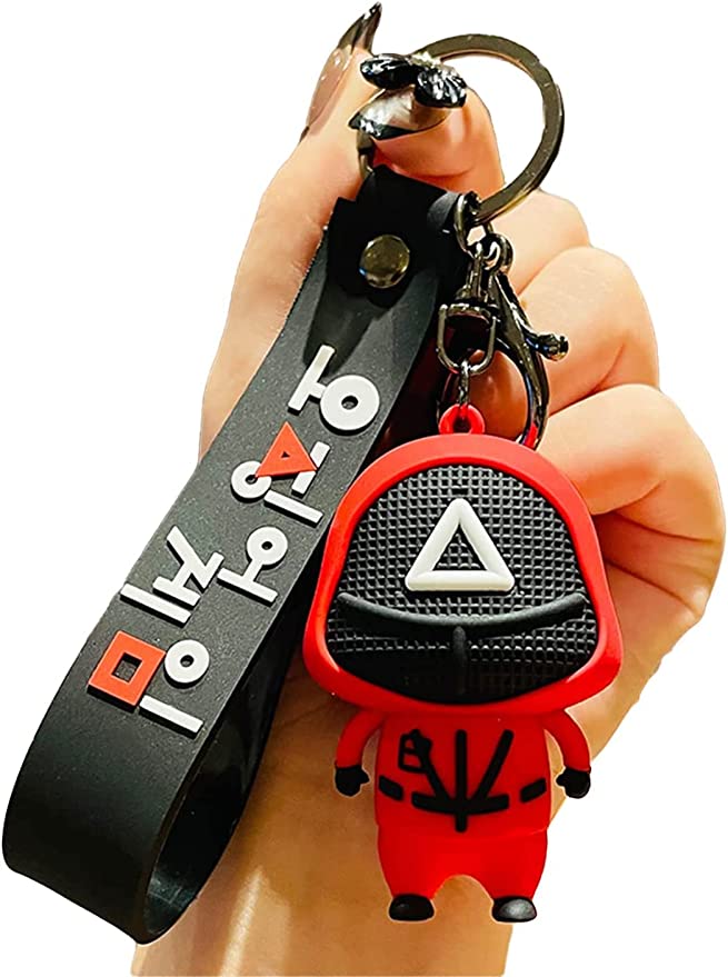 ميدالية مفاتيح شخصيات مجسمة للعبة اسكويد اكسسوارات دلايات سلسلة مفاتيح، سلسلة مفاتيح دائرية تنكرية، هدايا العاب سلسلة المفاتيح (النوع-3)