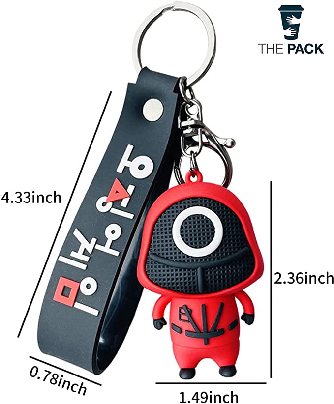 ميدالية مفاتيح شخصيات مجسمة للعبة اسكويد اكسسوارات دلايات سلسلة مفاتيح، سلسلة مفاتيح دائرية تنكرية، هدايا العاب سلسلة المفاتيح (النوع-7)