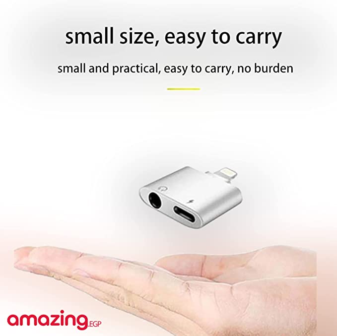 محول جاك لسماعات الرأس لموبايل ايفون، تصميم 4 في 1، محول كابل دونجل AUX للسماعات متوافق مع ايفون 13/12/11/XS ماكس/ XS/ XR/ 7 يدعم جميع انظمة iOS