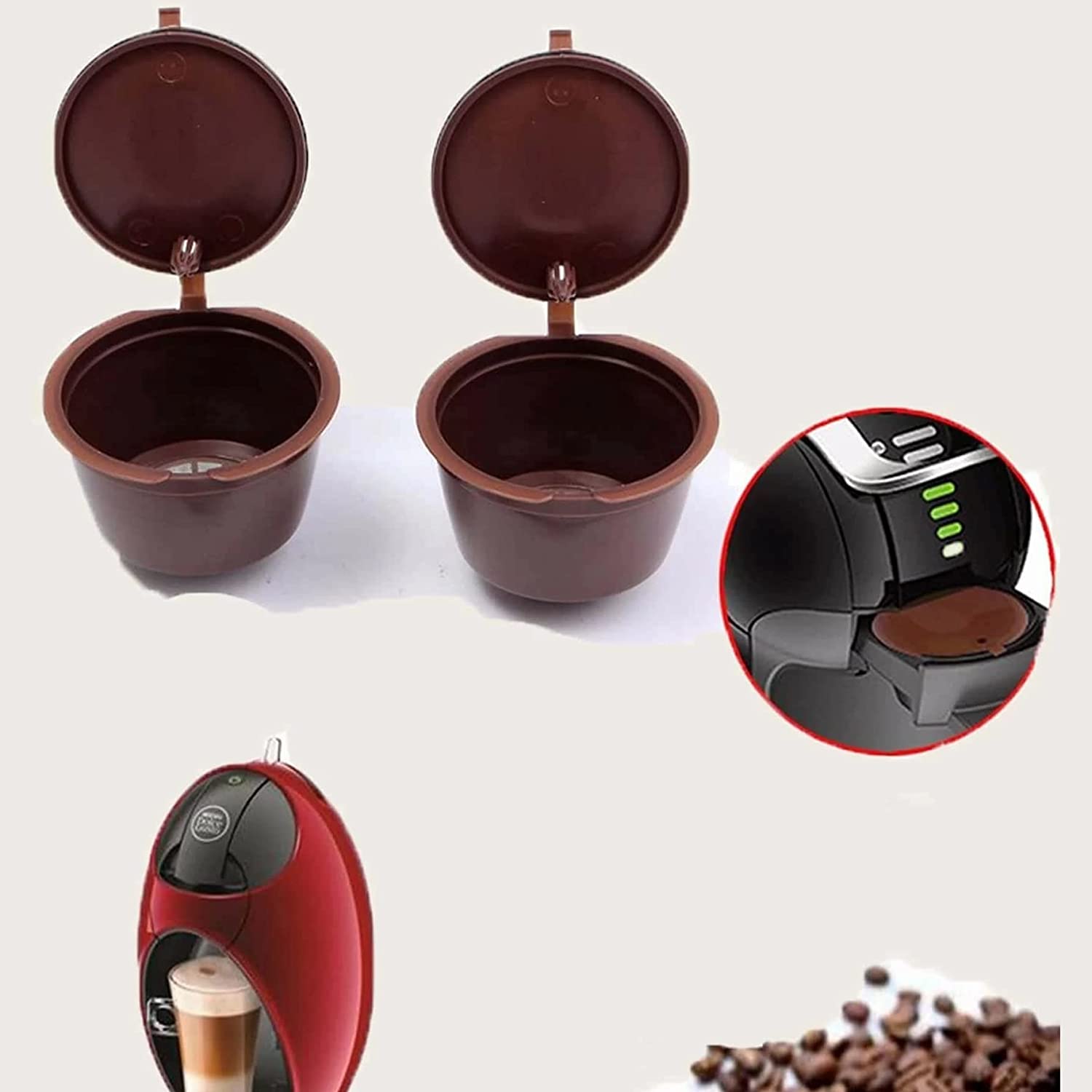 كبسولات فلاتر القهوة البلاستيكية القابلة لاعادة الاستخدام مع دولتشي جوستو، للاستخدام 200 مرة