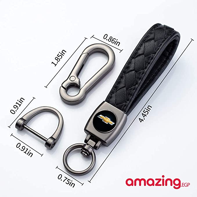 سلسلة مفاتيح للنساء والرجال من الجلد بلوجو سيارة مناسبةميدالية مفاتيح معدنية مزينة بشعار سيارة مناسبة كهدية (شيفروليه)