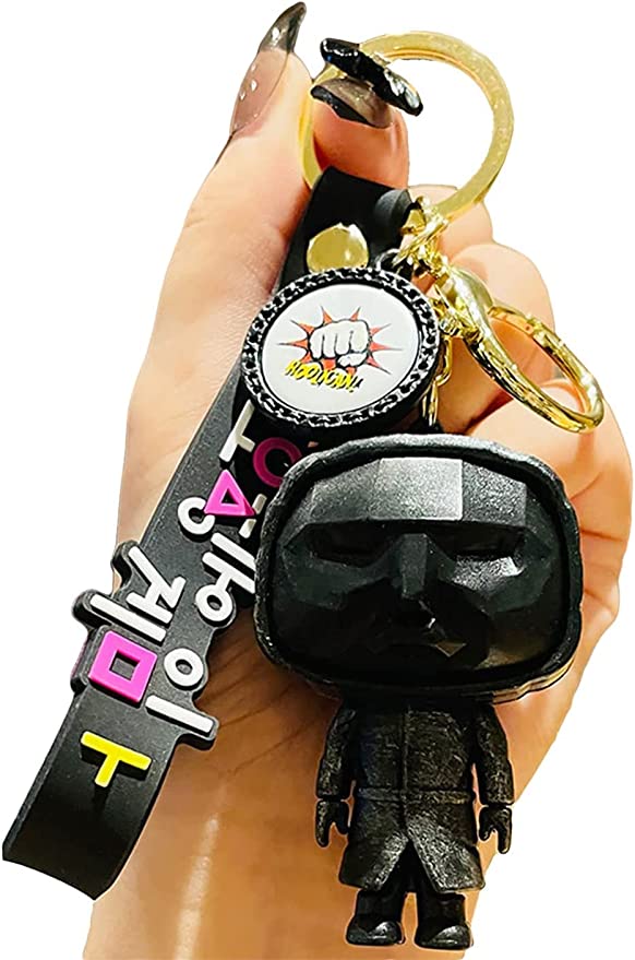 ميدالية مفاتيح شخصيات مجسمة للعبة اسكويد اكسسوارات دلايات سلسلة مفاتيح، سلسلة مفاتيح دائرية تنكرية، هدايا العاب سلسلة المفاتيح (نوع _1)