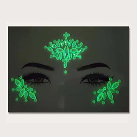 الوشم الكريستالي جواهر أحجار الراين ملصقات أحجار كريمة للجسم تاتو مؤقت عيون ، لتزيين الاظافروالوجه حفلات الهذيان ملصقات وجه انيقة للنساء (B)