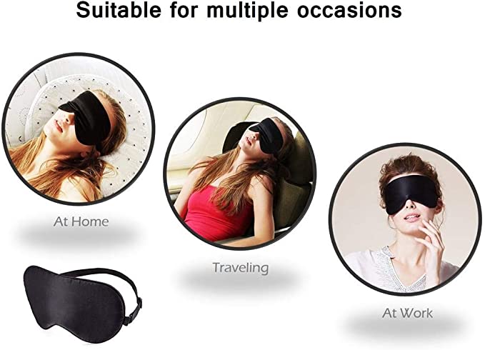 قناع حريري مريح لتغطية العين اثناء النوم، عصابة ناعمة من الحرير الطبيعي لتغطية العين اثناء السفر