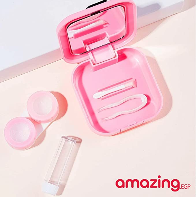 حقيبة العدسات اللاصقة المحمولة مرآة السفر زجاجة ملقاط حاويات حامل زهري العناية بالعدسات اللاصقة