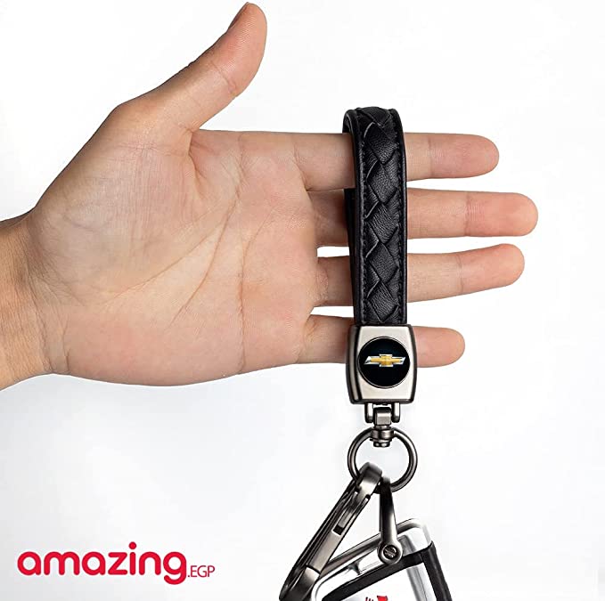 سلسلة مفاتيح للنساء والرجال من الجلد بلوجو سيارة مناسبةميدالية مفاتيح معدنية مزينة بشعار سيارة مناسبة كهدية (شيفروليه)