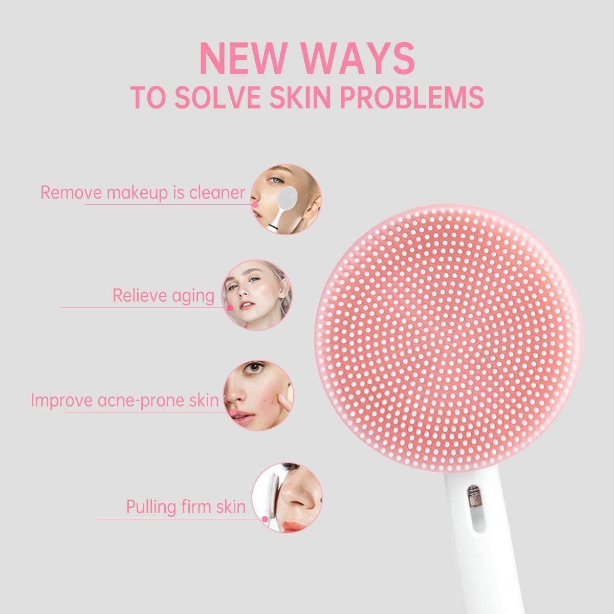 رأس بديل لفرشاة تنظيف الوجه، متوافق مع قواعد فرشاة الاسنان الكهربائية  فرش وجه سيليكون مقاومة للماء للتنظيف العميق والتدليك