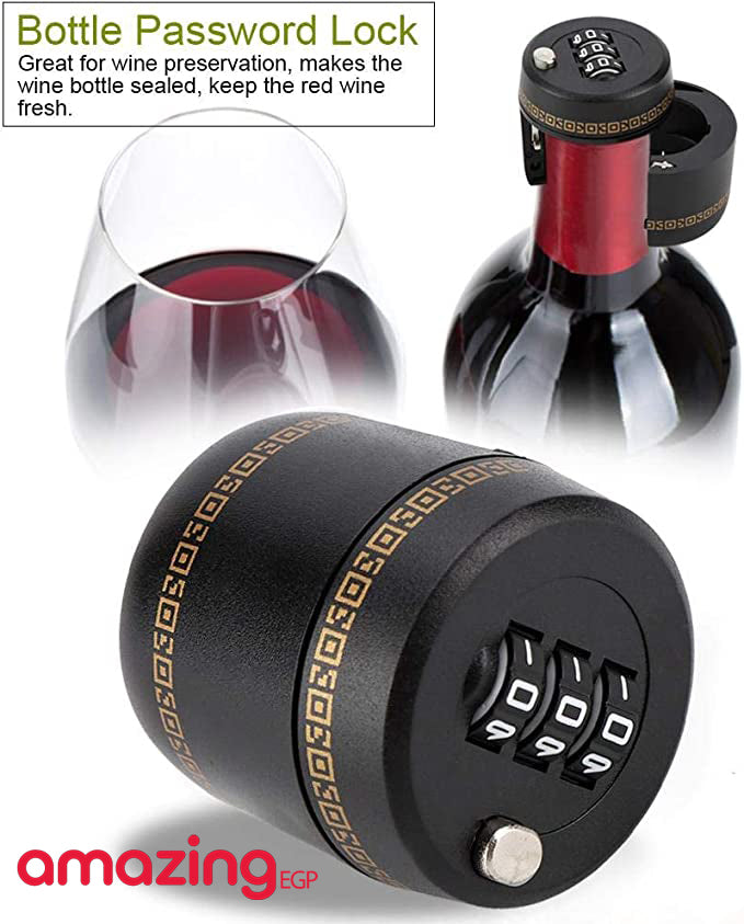 قفل بباسورد لقفل زجاجات المشروبات والنبيذ قفل تركيبة قفل لسدادة زجاجة الحفاظ