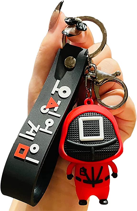 ميدالية مفاتيح شخصيات مجسمة للعبة اسكويد اكسسوارات دلايات سلسلة مفاتيح، سلسلة مفاتيح دائرية تنكرية، هدايا العاب سلسلة المفاتيح (نوع-2)