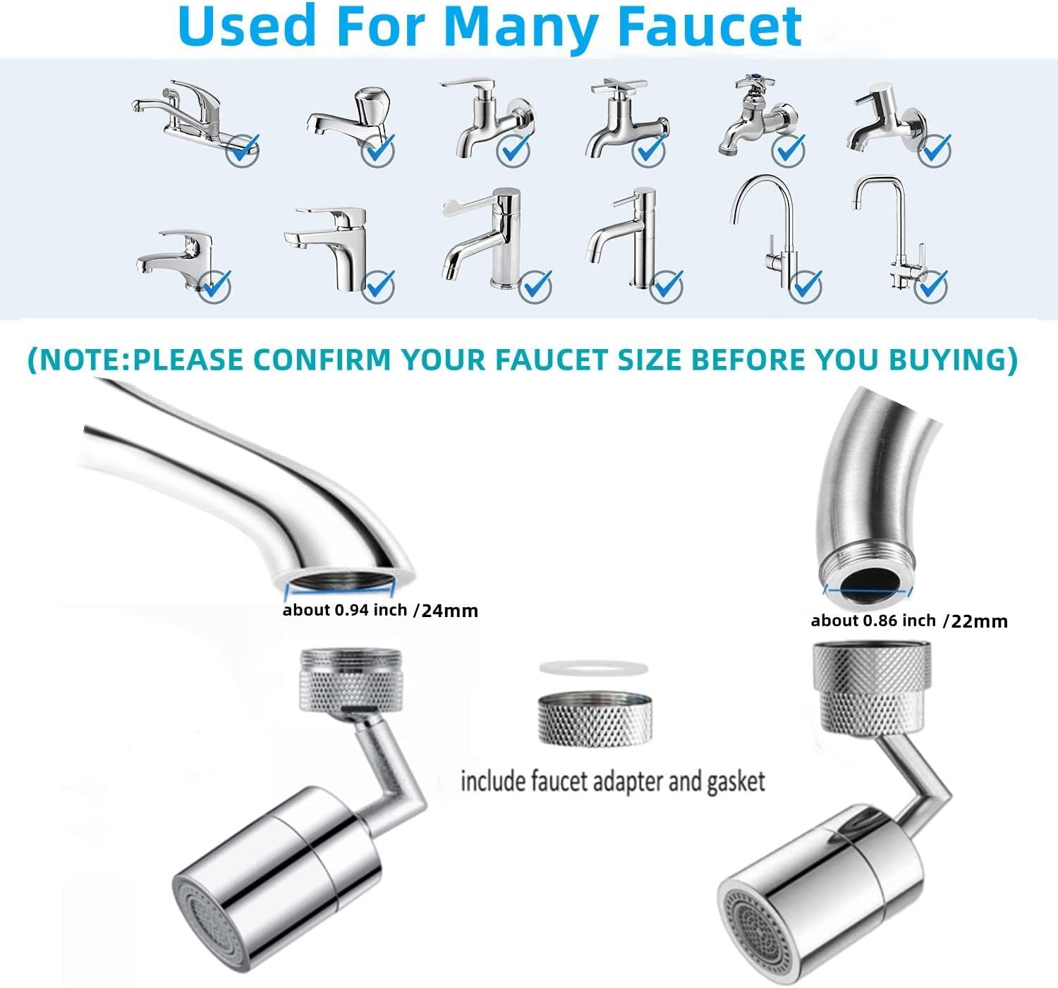 صنبور فلتر سبلاش عالمي - 720 درجة دوارة، مضاد للرذاذ، فوم غني بالأكسجين، رأس بخاخ صنبور قابل للدوران مع فلتر شبكة من 4 طبقات