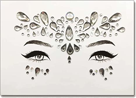 الوشم الكريستالي جواهر أحجار الراين ملصقات أحجار كريمة للجسم تاتو مؤقت عيون لتزيين الاظافر بندي أحجار حورية البحر لصخور وجه الحفلات (الأسود)