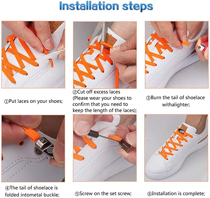 اربطة حذاء معدنية بقفل مغناطيسي مرن بدون ربط، اربطة مسطحة (زوج واحد)