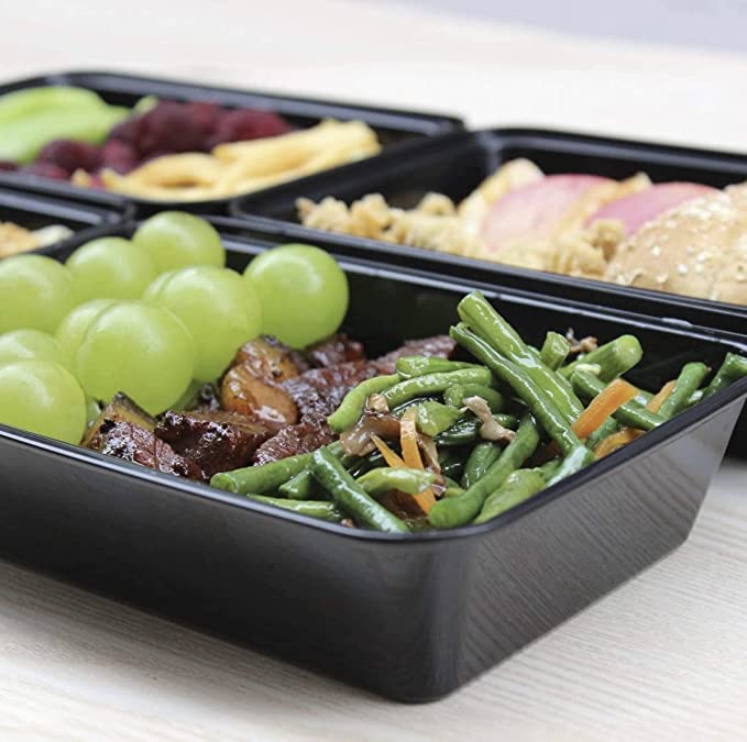 طقم مكون من 10 علب للميكروويف، علب بهيكل عازل لتخزين الطعام الصحي مع اغطية امنة في غسالة الصحون والفريزر - 1000 مل