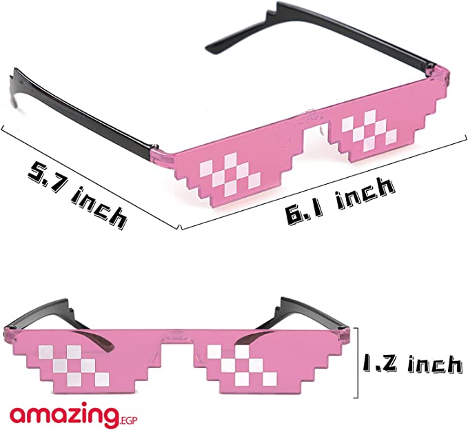 نظارة شمس بعدسات بيكسل موزايك 8 بت للجنسين ثج لايف للحفلات و العاب ام ال جى