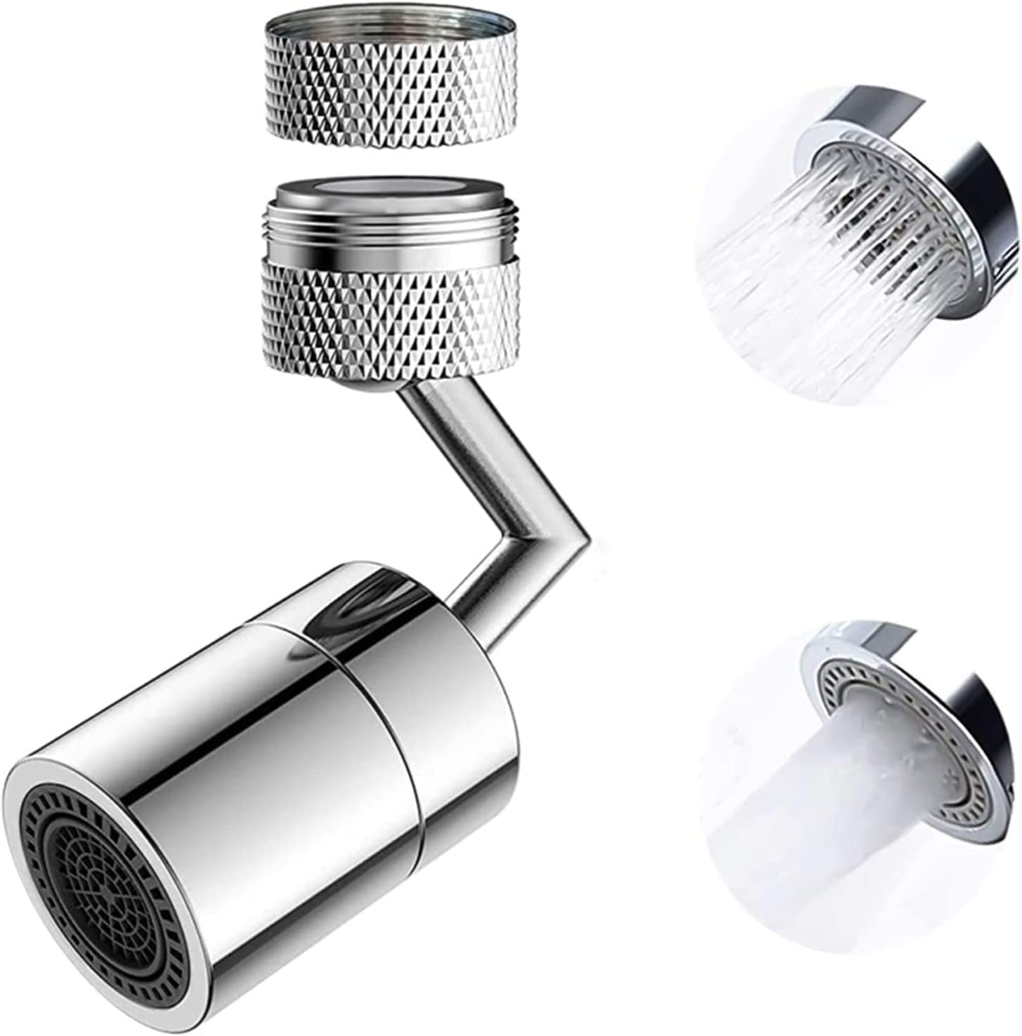 صنبور فلتر سبلاش عالمي - 720 درجة دوارة، مضاد للرذاذ، فوم غني بالأكسجين، رأس بخاخ صنبور قابل للدوران مع فلتر شبكة من 4 طبقات