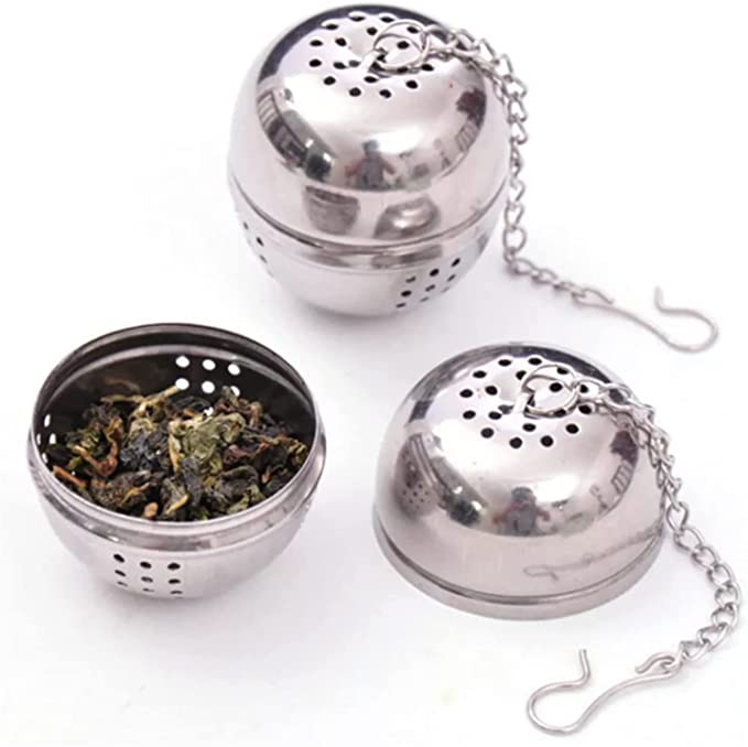 مصفاة شاي كروية الشكل، فلتر شبكي، مصفاة لابريق الشاي من الستانلس ستيل بلون فضي، فلتر شاي، ادوات المطبخ والمنزل، قطعة واحدة (4.5 سم)