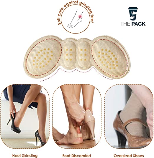 واقيات الكعب مبطنه بحبيبات مقاومة للانزلاق، ومناسبة للاحذية الكبيرة جدًا، وحشو الاحذية مُحسَّن للشعور بالراحة (بيج)