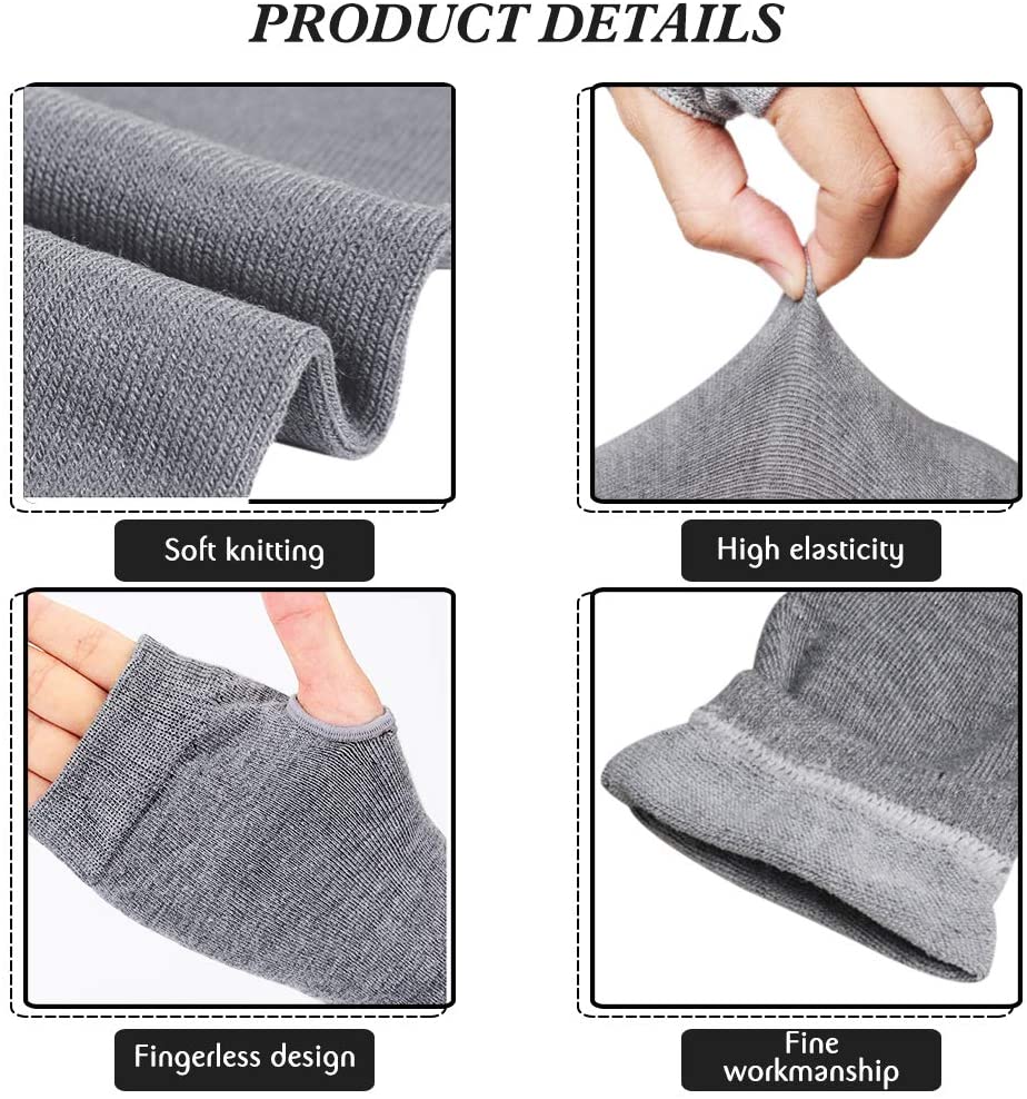 زوج من القفازات الشتوية طويلة بدون أصابع متماسكة قفازات لثقب الإبهام لتدفئة الذراع للنساء والفتيات